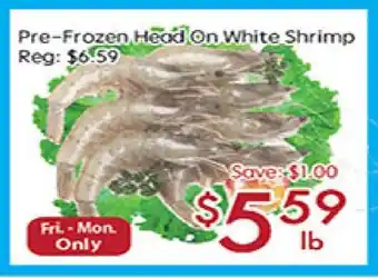 Sunny Food Mart Pre-frozen head on white shrimp offer