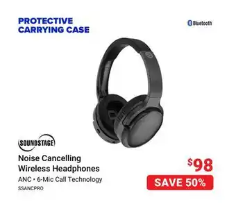 Visions Electronics Soundstage noise cancelling wireless headphones offer
