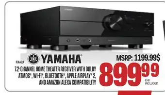 Centre Hi-Fi Yamaha 7.2-channel home theater receiver with dolby atmos, wi-fi, bluetooth, apple airplay 2, and amazon alexa compatibility offer