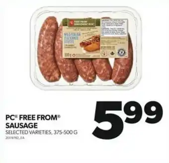 Real Canadian Superstore PC FREE FROM SAUSAGE SELECTED VARIETIES, 375-500G offer