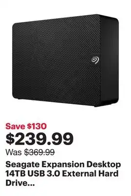 Best Buy Seagate expansion desktop 14tb usb 3.0 external hard drive (stkp14000400) offer