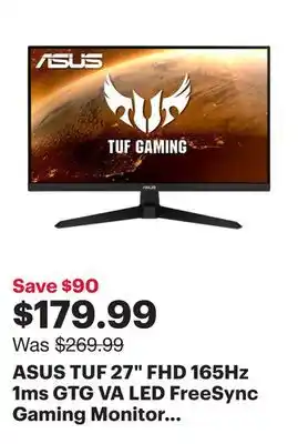 Best Buy Asus tuf 27 fhd 165hz 1ms gtg va led freesync gaming monitor (vg277q1a) offer