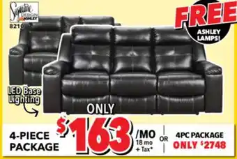 Surplus Furniture 4pc package: kempten black reclining sofa & loveseat offer