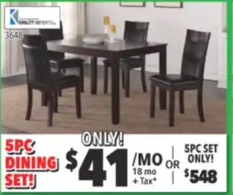 Surplus Furniture Nellie espresso 5pc dinette set offer