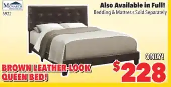 Surplus Furniture Brown leather-look queen bed offer