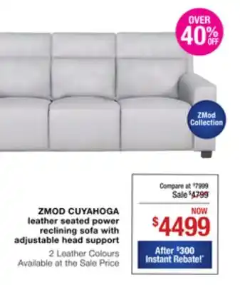 La Z Boy Zmod cuyahoga leather seated power reclining sofa with adjustable head support offer