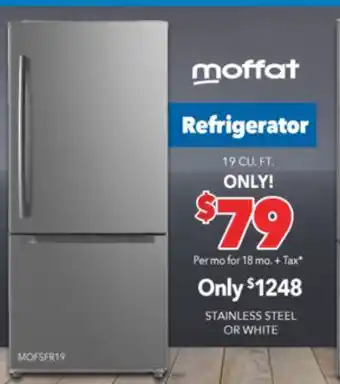 Surplus Furniture Moffat stainless steel 19 cu ft refrigerator offer
