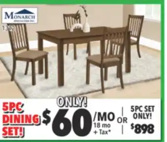 Surplus Furniture Walnut brown 5pc dinette set offer