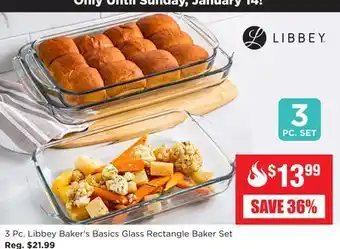 Kitchen Stuff Plus 3 pc. libbey baker's basics glass rectangle baker set offer