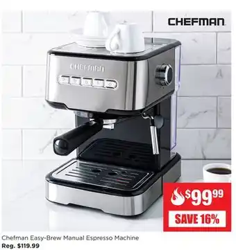 Kitchen Stuff Plus Chefman easy-brew manual espresso machine offer