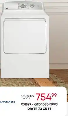 Meubles RD Ge appliances dryer 7.2 cu ft offer