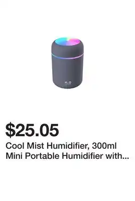Newegg Cool mist humidifier, 300ml mini portable humidifier with multicolor led night light, 2 mist mode and auto shut-off, personal offer