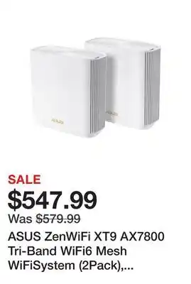 Newegg Asus zenwifi xt9 ax7800 tri-band wifi6 mesh wifisystem (2pack), 802.11ax, up to 5700 sq ft & 6+ rooms, aimesh, lifetime free offer