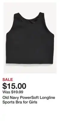 Old Navy Old navy powersoft longline sports bra for girls offer