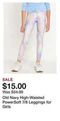 Old Navy Old navy high-waisted powersoft 7/8 leggings for girls offer