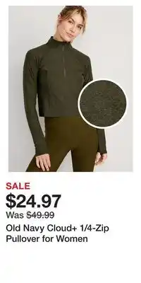 Old Navy Old navy cloud+ 1/4-zip pullover for women offer