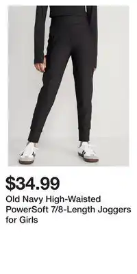 Old Navy Old navy high-waisted powersoft 7/8-length joggers for girls offer