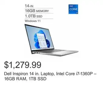 Costco Dell inspiron 14 in. laptop, intel core i7-1360p – 16gb ram, 1tb ssd offer