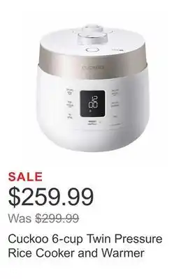 Costco Cuckoo 6-cup twin pressure rice cooker and warmer offer