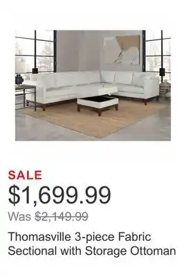 Costco Thomasville 3-piece fabric sectional with storage ottoman offer