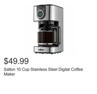 Costco Salton 10 cup stainless steel digital coffee maker offer