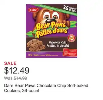 Costco Dare bear paws chocolate chip soft-baked cookies, 36-count offer
