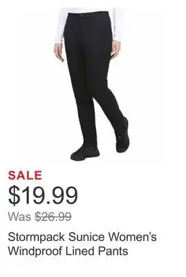 Costco Stormpack sunice women's windproof lined pants offer