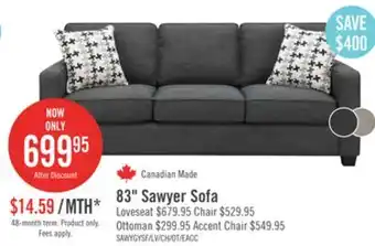The Brick Sawyer linen-look fabric sofa - charcoal grey offer