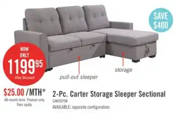 The Brick Carter 2-piece linen-look fabric right-facing sleeper sectional - solis grey offer