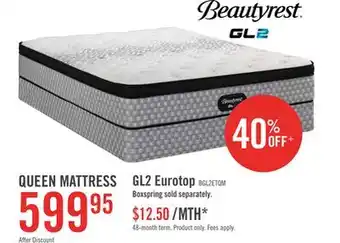 The Brick Beautyrest gl2 eurotop queen mattress offer