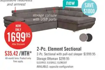 The Brick Element right-facing linen-look sectional grey offer