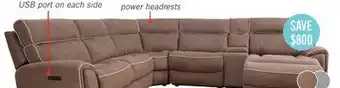 The Brick Newport 6-piece faux suede right-facing power reclining sectional - taupe offer