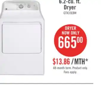 The Brick Ge 6.2 cu. ft. electric dryer with sanifresh cycle - gtx33ebmrws offer