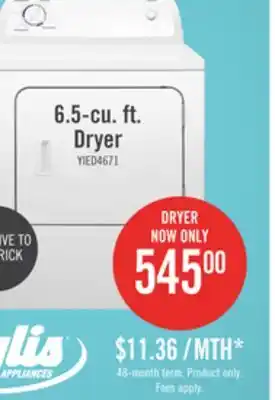 The Brick Inglis 6.5 cu. ft. electric dryer with automatic drying control yied4671ew offer