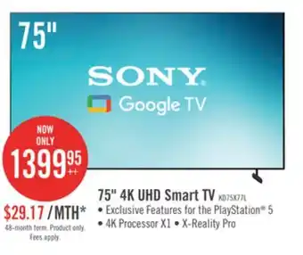 The Brick Sony 75 x77l 4k hdr led google tv offer