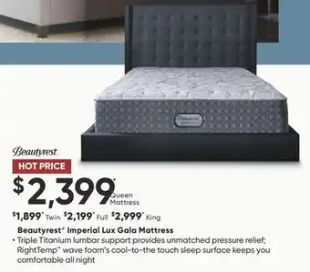 Sleep Country Beautyrest imperial lux gala mattress offer