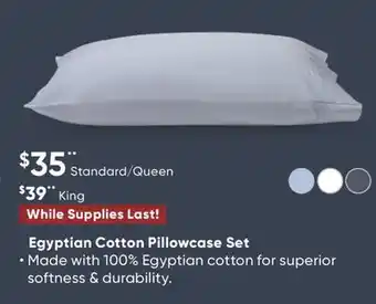 Sleep Country Egyptian cotton pillowcase set offer