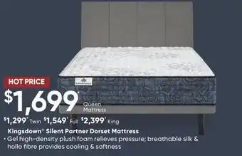 Sleep Country Kingsdown silent partner dorset mattress offer