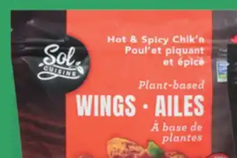 IGA Sol cuisine frozen plant-based wings, bites or tenders offer
