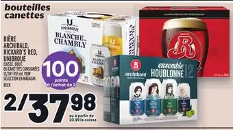 Metro Bière archibald, rickard's red, unibroue | beer offer