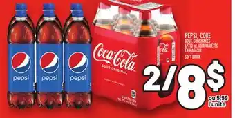 Metro Pepsi, coke bout. consignées | soft drink offer