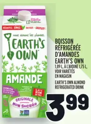 Metro Boisson réfrigérée d'amandes earth's own | earth's own almond refrigerated drink offer