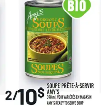 Metro Soupe prête-à-servir amy's | amy's ready to serve soup offer