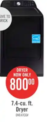 The Brick Samsung 7.4 cu. ft. smart electric dryer with sensor dry - dve47cg3500vac offer
