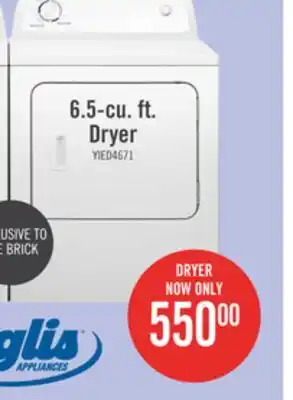 The Brick Inglis 6.5 cu. ft. electric dryer with automatic drying control yied4671ew offer