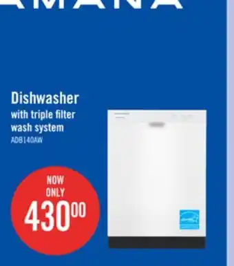 The Brick Amana dishwasher with triple filter wash system - adb1400amw offer