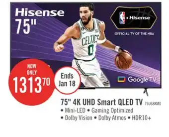The Brick Hisense 75 u68km series mini-led uled 4k google tv offer