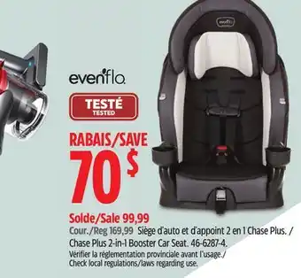 Canadian Tire Evenflo chase plus 2-in-1 booster car seat offer