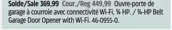 Canadian Tire Chamberlain 3⁄4-hp belt garage door opener with wi-fi offer