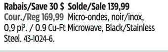 Canadian Tire Panasonic 0.9 cu-ft microwave, black/stainless steel offer
